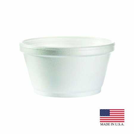 DART 8SJ20 PEC 8 oz White Executive Squat Foam Container, 1000PK 8SJ20 (C)